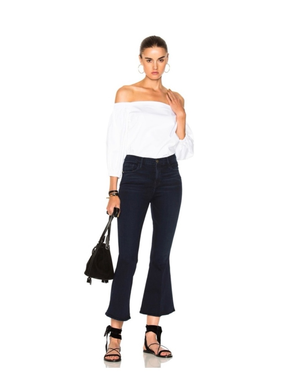 Frame Le Bell Denim Navy Cropped Flare Jeans